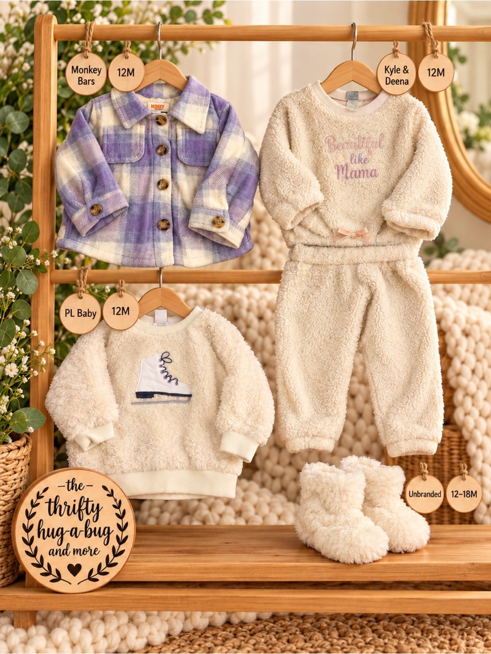 Girls 12M Cozy Winter Bundle Monkey Bars Kyle & Deena PL Baby Booties